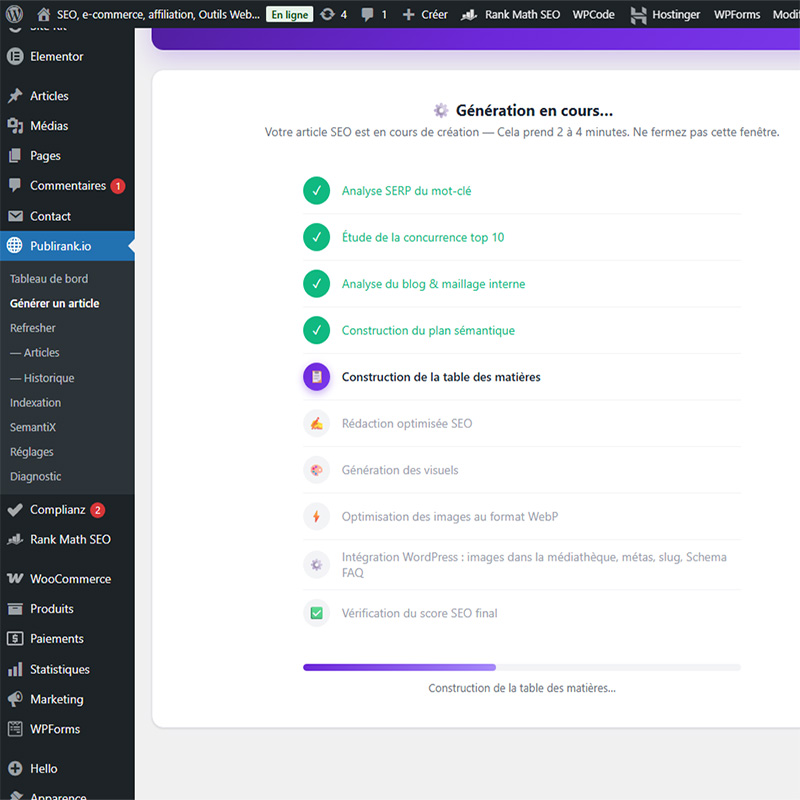 Plugin WordPress PubliRank : générateur autopilot en action