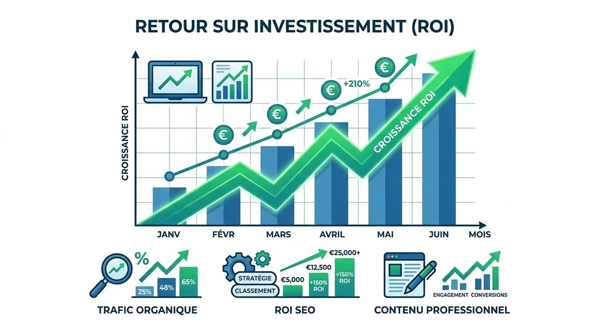 Graphique illustrant le ROI élevé d'une stratégie de contenu SEO professionnel
